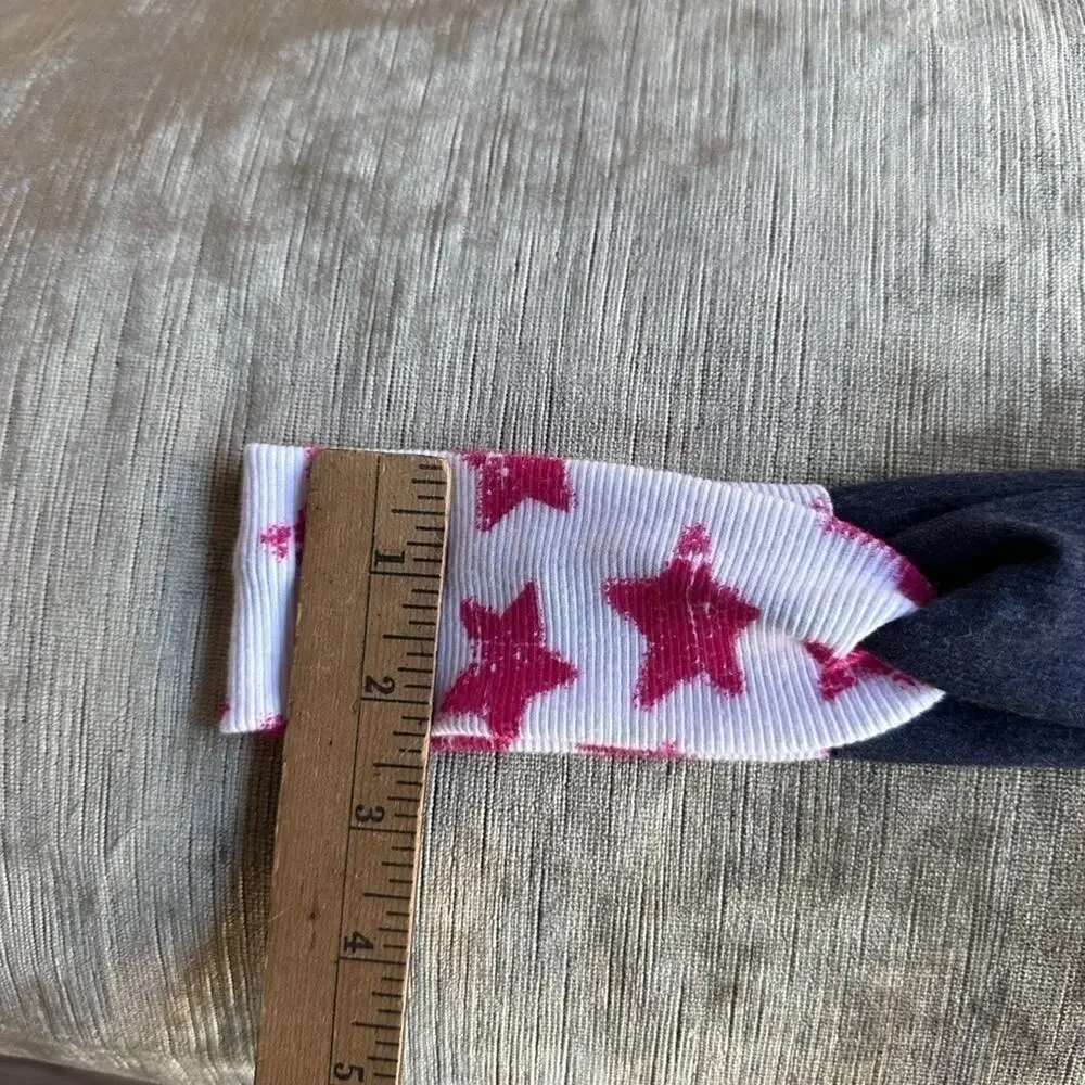Headband Handmade red star white blue twist